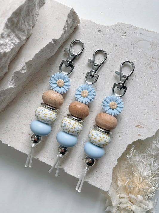 Baby Blue Floral Keychain