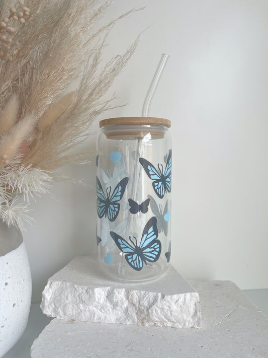 Blue Butterflies Libbey Glass